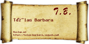 Tálas Barbara névjegykártya